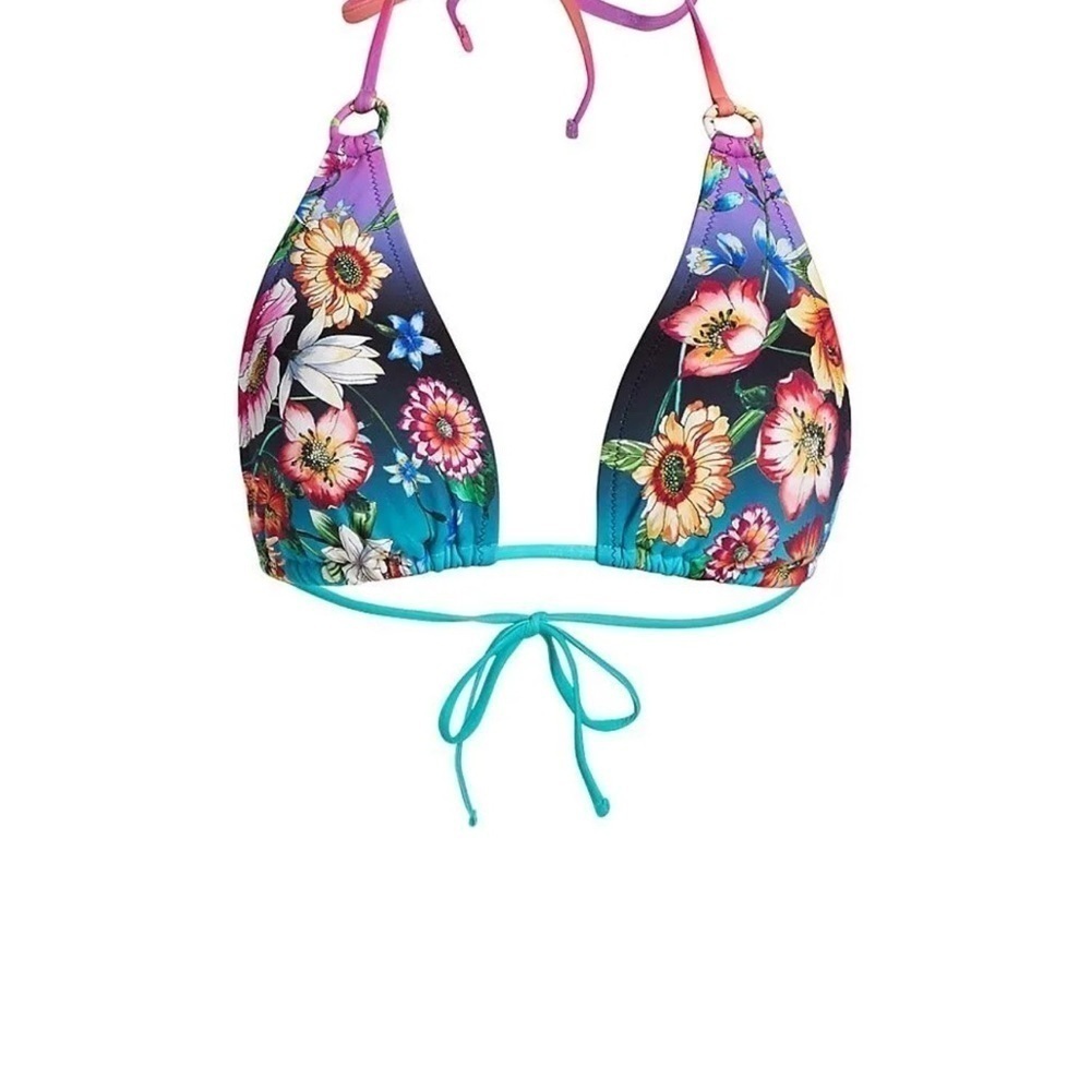 Johnny Was Ring Floral Triangle Bikini Top Size Small MSRP $98 NEW - Picture 4 of 6